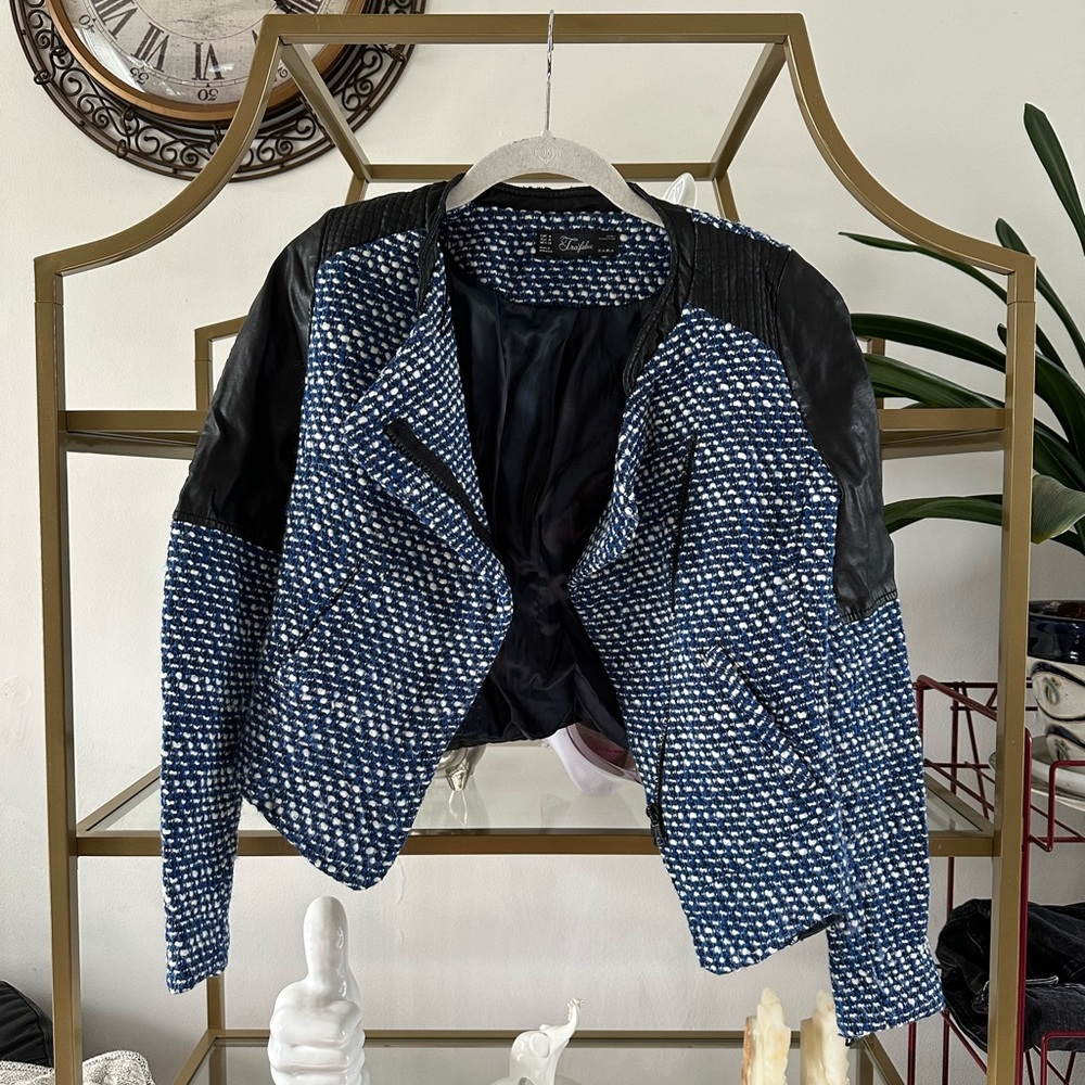 Zara leather blue jacket